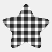 Schwarz-Weiß Gingham-Muster Stern-Aufkleber (Vorderseite)