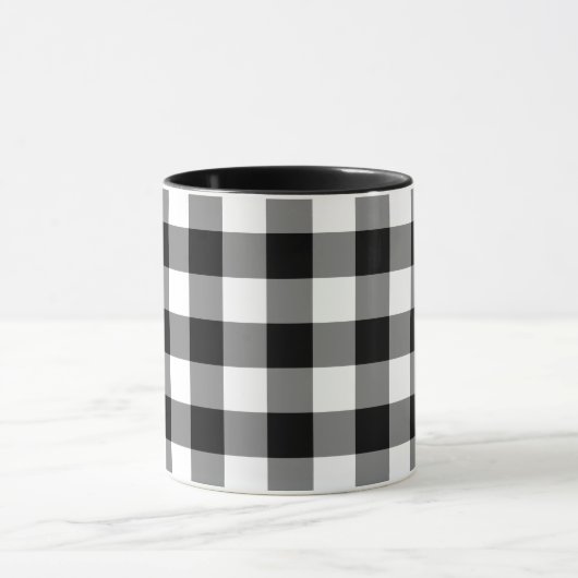 Schwarz-Weiß Gingham-Muster Tasse (Zentrum)