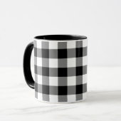 Schwarz-Weiß Gingham-Muster Tasse (Vorderseite Links)