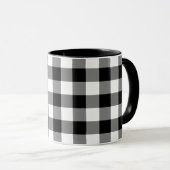 Schwarz-Weiß Gingham-Muster Tasse (VorderseiteRechts)