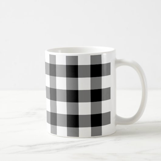 Schwarz-Weiß Gingham-Muster Tasse (Rechts)