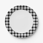 Schwarz-Weiß-Gingham Pappteller (Vorderseite)