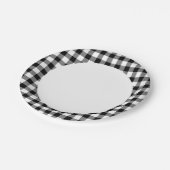 Schwarz-Weiß-Gingham Pappteller (Schrägansicht)