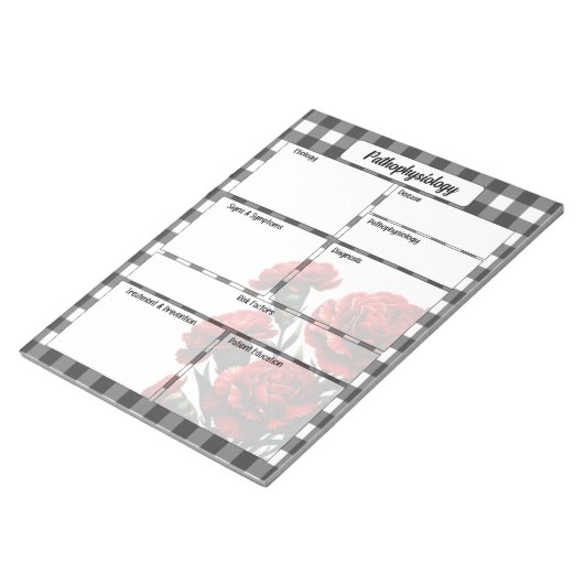 Schwarz-Weiß-Gingham-Pathophysiologie-Temp Notizblock (angewinkelt)