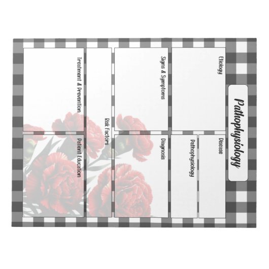 Schwarz-Weiß-Gingham-Pathophysiologie-Temp Notizblock (Vorderseite)