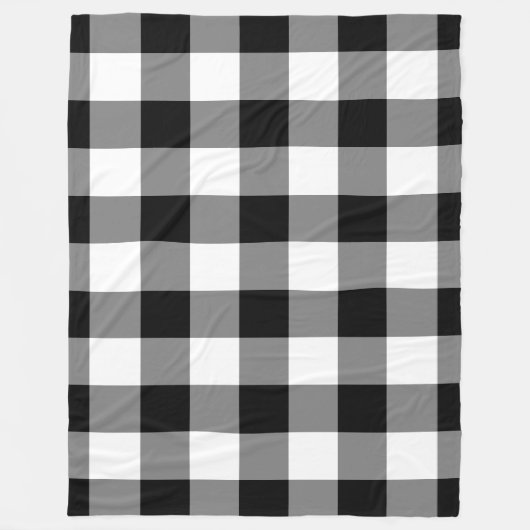 Schwarz-weiß Gingham Pattern Bufallo Karo Fleecedecke (Vorderseite)