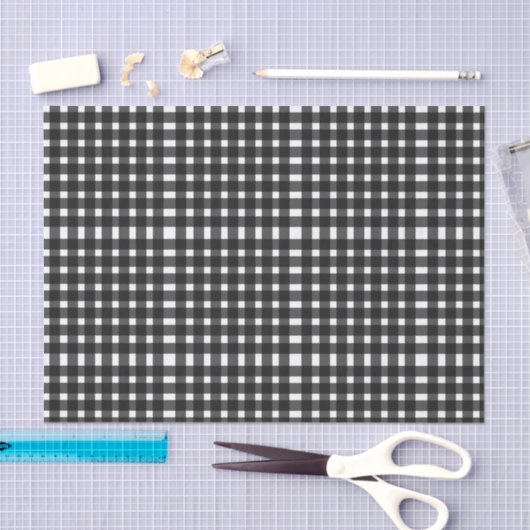 Schwarz-weiß Gingham Pattern Seidenpapier (Handwerk)