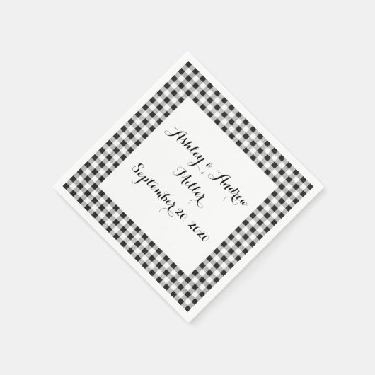 Schwarz-weiß Gingham Pattern Serviette (Ecke)