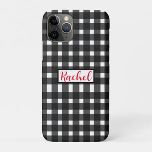 Schwarz Weiß Gingham Personalisiert Case-Mate iPhone Hülle