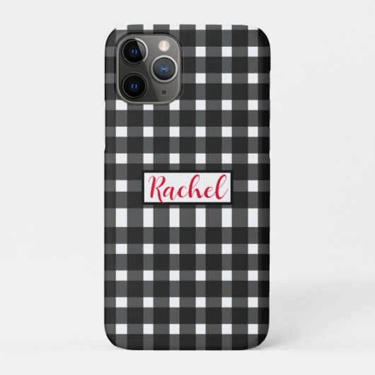 Schwarz-weiß Gingham Personalisiert Case-Mate iPhone Hülle (Rückseite)