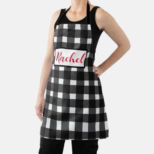 Schwarz-weiß Gingham Personalisiert Schürze (InSitu)