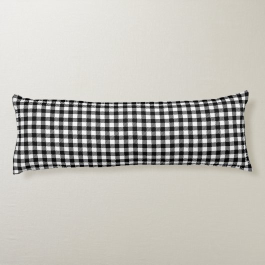 Schwarz-Weiß-Gingham-Prüfmuster Seitenschläferkissen (Rückseite)