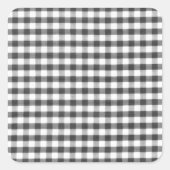 Schwarz-Weiß-Gingham Quadratischer Aufkleber (Vorderseite)
