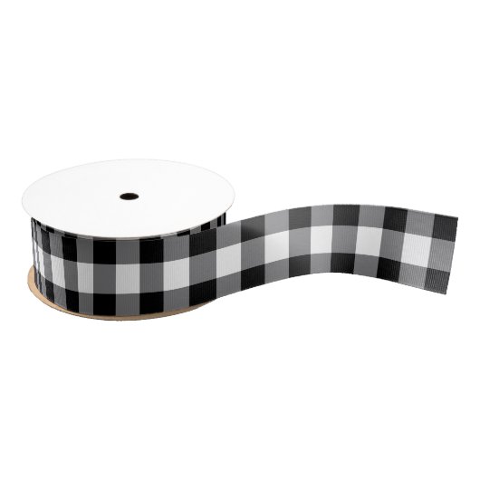 Schwarz-Weiß-Gingham Ripsband (Spule)