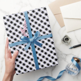 Schwarz-weiß Gingham. Schleifpapier Geschenkpapier