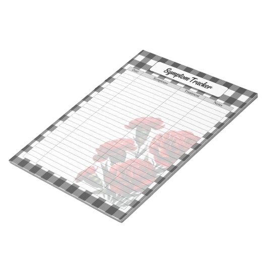 Schwarz-Weiß-Gingham-Symptom-Tracker Notizblock (angewinkelt)