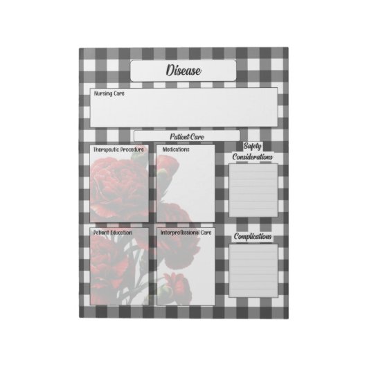 Schwarz-Weiß-Gingham-Syndrom Temp 2 Notizblock (Rotiert)