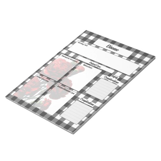 Schwarz-Weiß-Gingham-Syndrom Temp 2 Notizblock (angewinkelt)