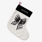 Schwarz-Weiß-Gingham überprüft Großer Weihnachtsstrumpf (Vorderansicht (hängend))