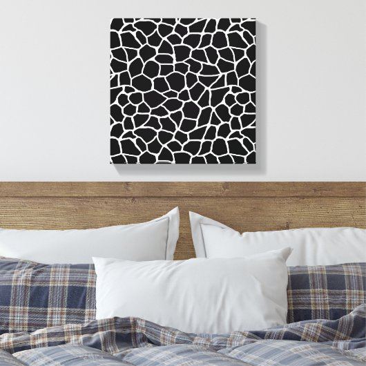 Schwarz-Weiß-Giraffe Print Animal Pattern Leinwanddruck (Insitu (Schlafzimmer))