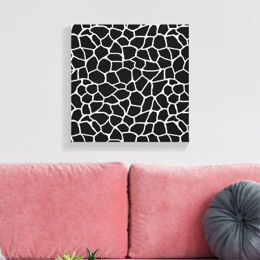 Schwarz-Weiß-Giraffe Print Animal Pattern Leinwanddruck (Insitu (Wohnzimmer))