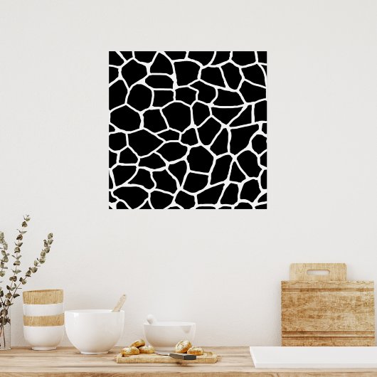 Schwarz-Weiß-Giraffe Print Animal Pattern Poster (Küche)
