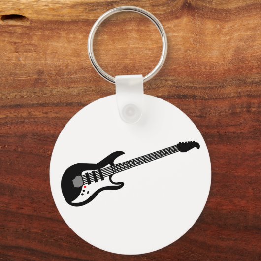 Schwarz-Weiß-Gitarre Schlüsselanhänger (Vorderseite)