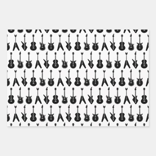 Schwarz-Weiß-Gitarren Geschenkpapier Set (Vorderseite 3)