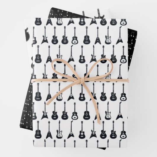 Schwarz-Weiß-Gitarren Geschenkpapier Set (Beispiel)
