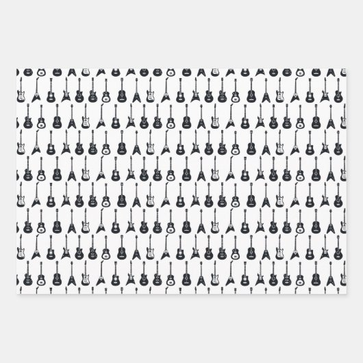 Schwarz-Weiß-Gitarren Geschenkpapier Set (Vorderseite)