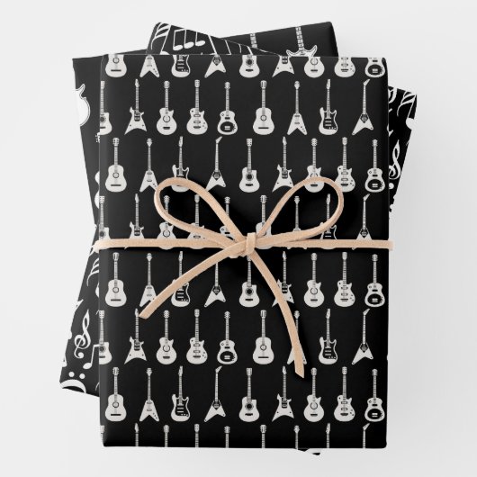 Schwarz-Weiß-Gitarren zwei Geschenkpapier Set (Beispiel)