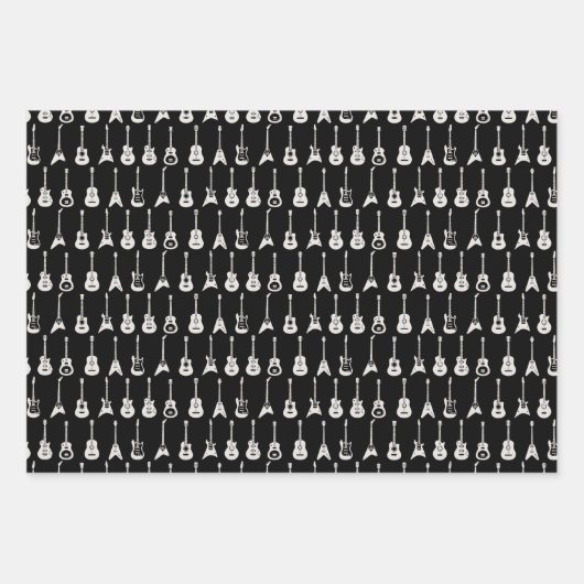 Schwarz-Weiß-Gitarren zwei Geschenkpapier Set (Vorderseite)