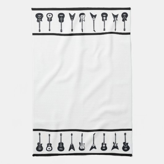 Schwarz-Weiß-Gitarrenhandtuch Geschirrtuch (Vertikal)