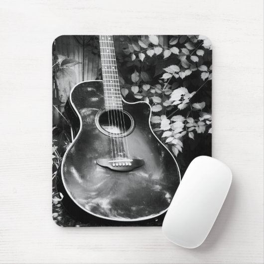 Schwarz-Weiß-Gitarrenmousepad Mousepad (Mit Mouse)