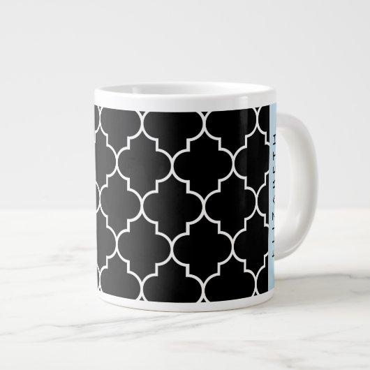 Schwarz-Weiß-Gitter, Trellis, Ihr Name Jumbo-Tasse (Vorderseite Rechts)