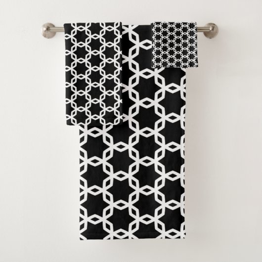 Schwarz-Weiß-Gittermuster Badhandtuch Set (Insitu)