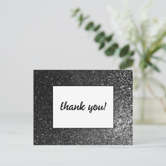 Schwarz-Weiß-Glam-Chic Moderner Hochzeitsfest Glit Postkarte (Stehend Vorderseite)