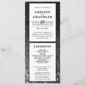 Schwarz-Weiß-Glam-Chic Moderner Hochzeitsfest Glit Programm (Vorderseite)