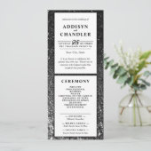 Schwarz-Weiß-Glam-Chic Moderner Hochzeitsfest Glit Programm (Stehend Vorderseite)