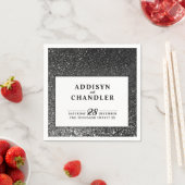 Schwarz-Weiß-Glam-Chic Moderner Hochzeitsfest Glit Serviette (Beispiel)