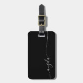 Schwarz-Weiß-Glam-Signature-Name Gepäckanhänger (Vorderseite vertikal)