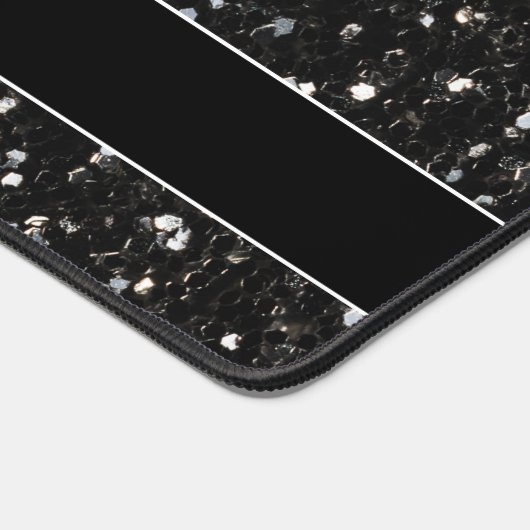 Schwarz-weiß glänzende Glitzer-Glitzern Monogramm Schreibtischunterlage (Ecke)