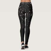 Schwarz-weiß glänzende Glitzer Glitzern ombre Leggings (Rückseite)