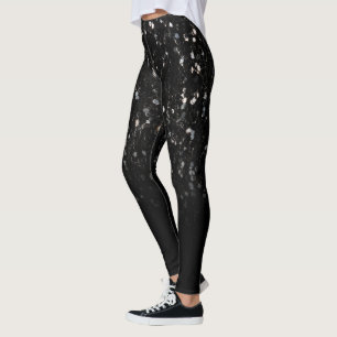 Schwarz-weiß glänzende Glitzer Glitzern ombre Leggings