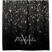 Schwarz-weiß glänzende Glitzer Glitzern ombre Mono Duschvorhang (Vorderseite)