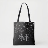 Schwarz-weiß glänzende Glitzer Glitzern ombre Mono Tasche (Vorderseite)