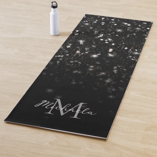 Schwarz-weiß glänzende Glitzer Glitzern ombre Mono Yogamatte (Beispiel)