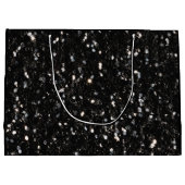 Schwarz-Weiß glänzende Glitzer Glitzern Sweet 16 Große Geschenktüte (Rückseite)