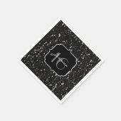 Schwarz-Weiß glänzende Glitzer Glitzern Sweet 16 Serviette (Ecke)