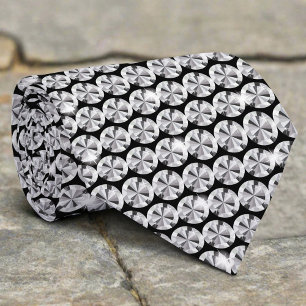 Schwarz Weiß Glänzendes Glitter Diamant Muster Krawatte